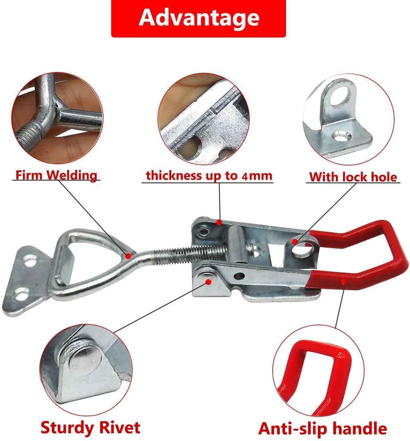 CUKAYO 4003 Toggle Latch Clamp, Adjustable Toggle Latches With Lock Hole,1320Lbs Holding Capacity Heavy Duty Toggle Clamp for Smoker Lid Jig, ToolBox Case, 2pack - Image 3